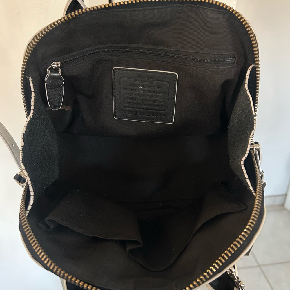 Coach Bleecker Mini Preston Black White Edgepaint Leather Satchel Bag 30344 - Picture 11 of 15